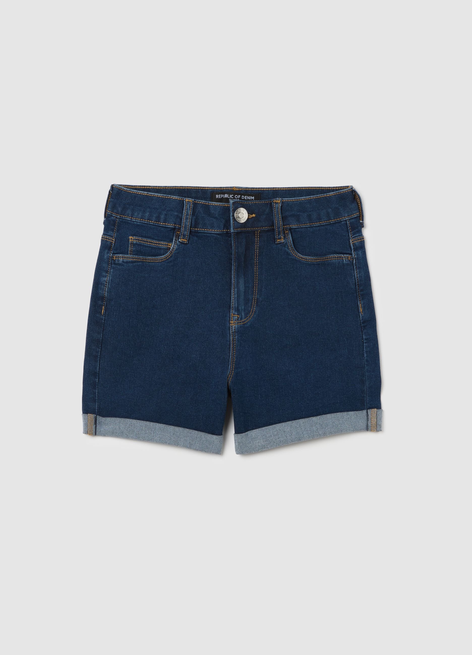 Shorts da donna in denim blu regular fit