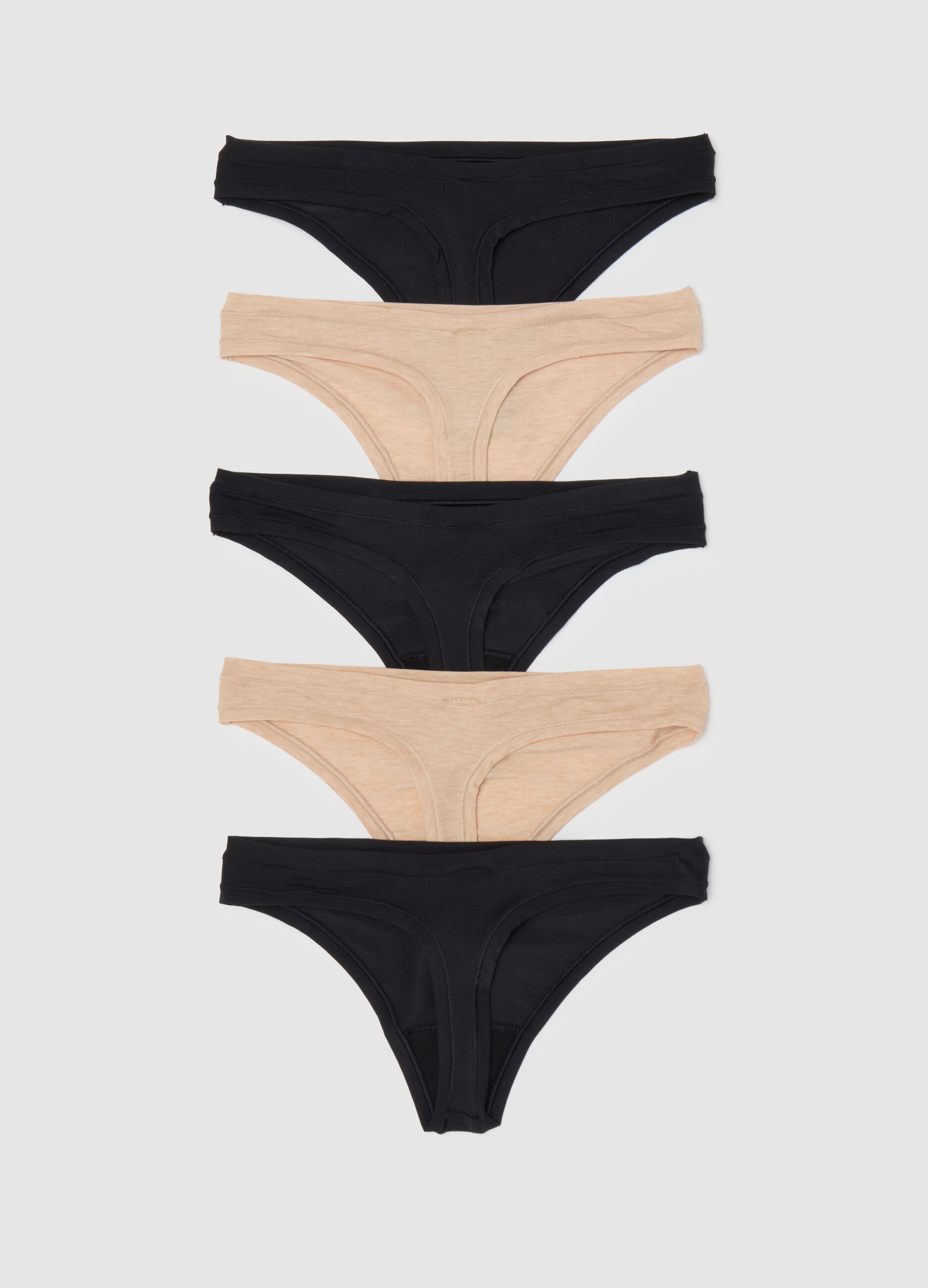 Five-pack stretch modal thongs