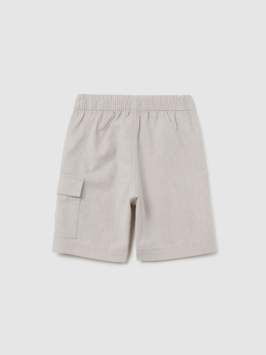 Beige cotton blend children's shorts with regular fit_1