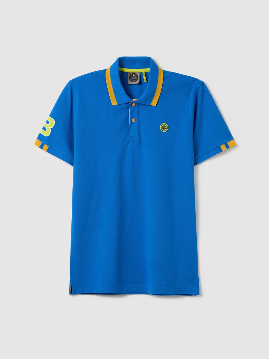 Light blue polo shirt in cotton with Navy Sport patch_4