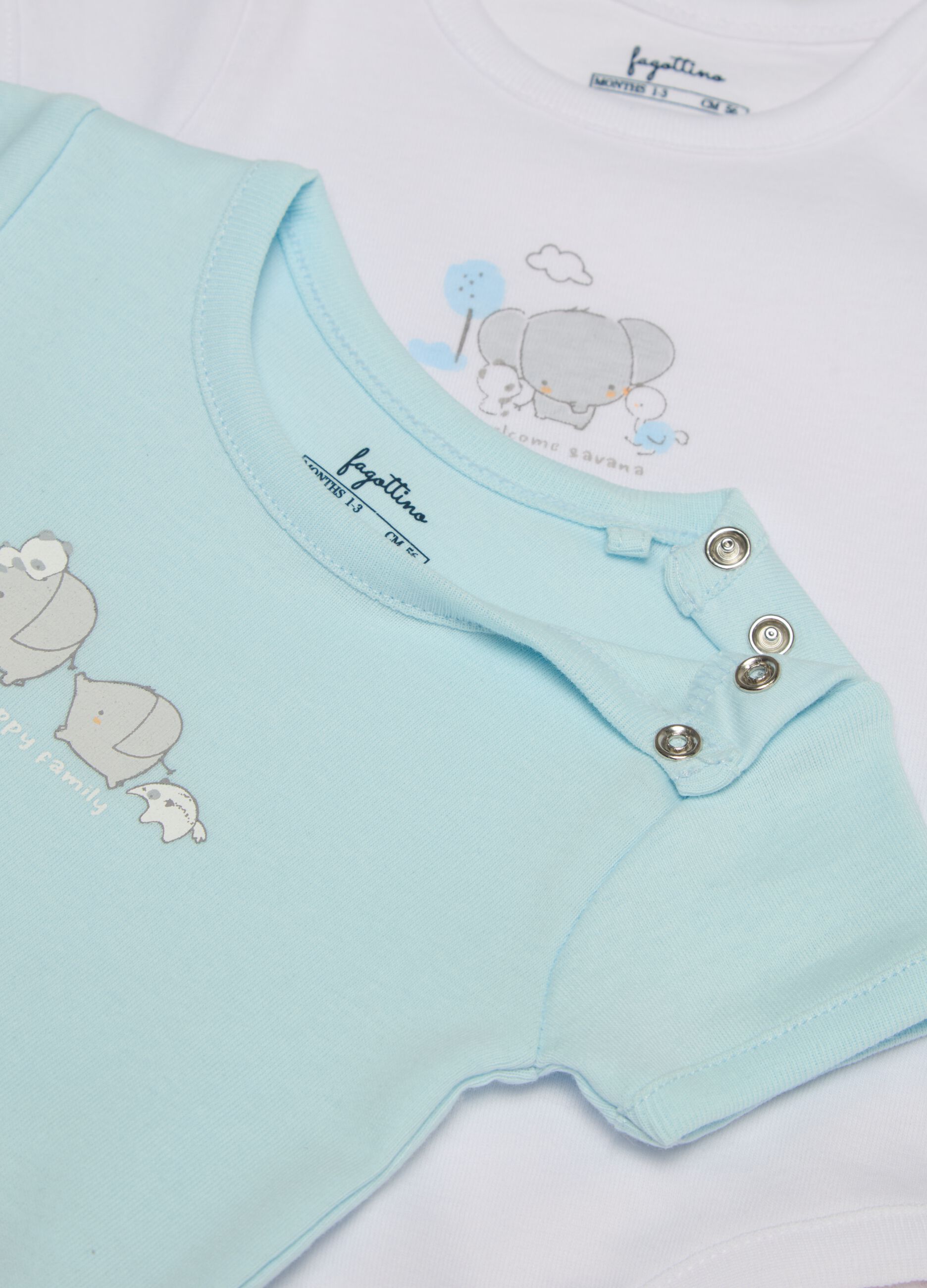 Three-pack bodysuits in organic cotton with print