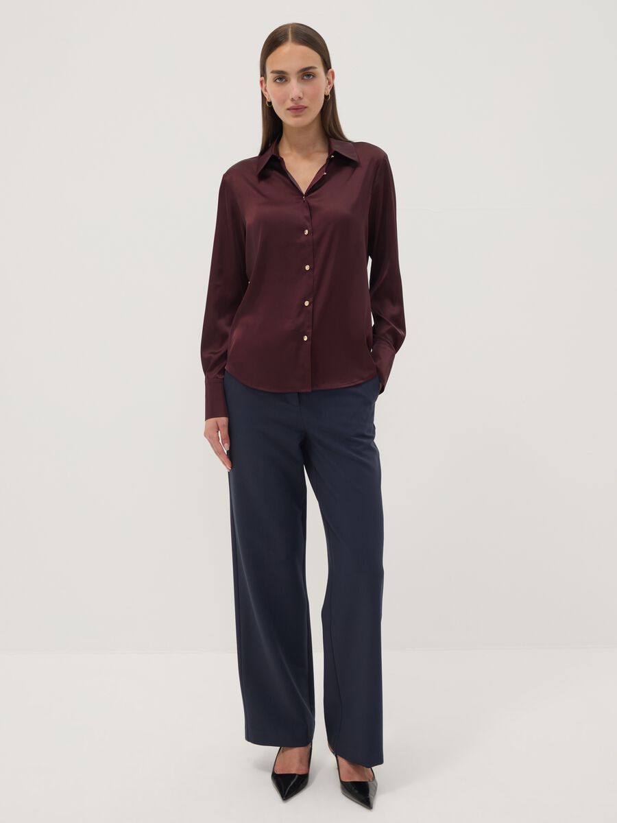 Purple stretch shirt with classic collar_1