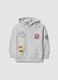 Felpa in misto cotone grigia da bambino regular fit con patch_0