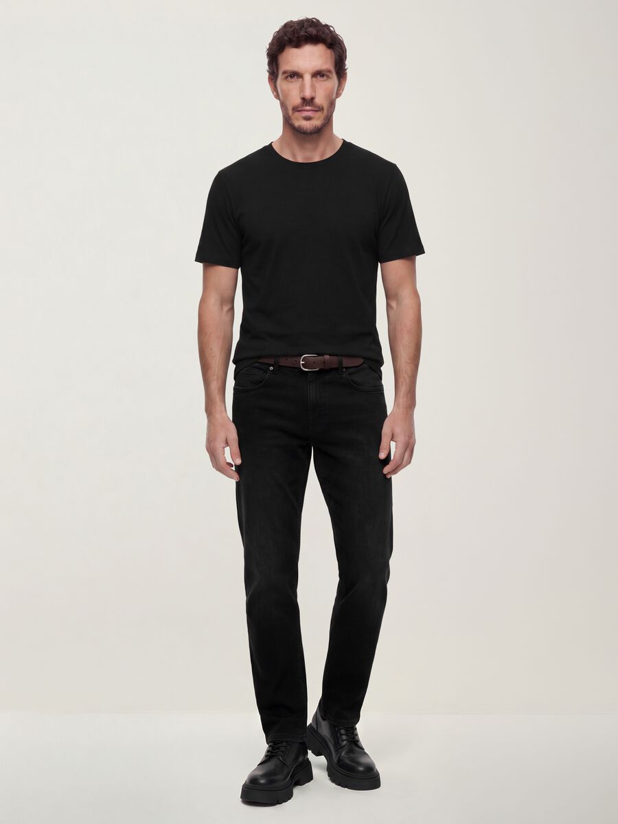 Black stretch cotton comfort-fit jeans_0