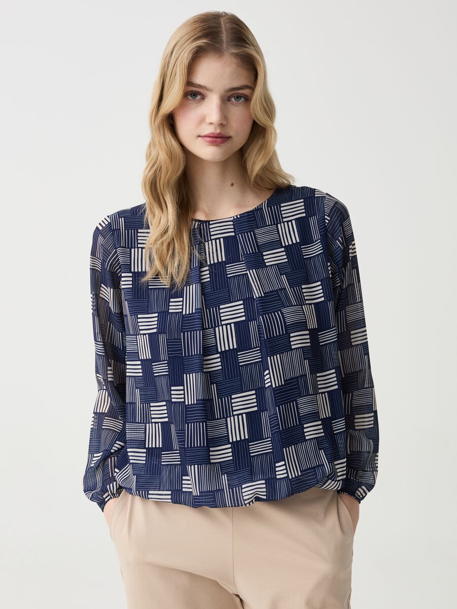 Blouse with interwoven check pattern_0
