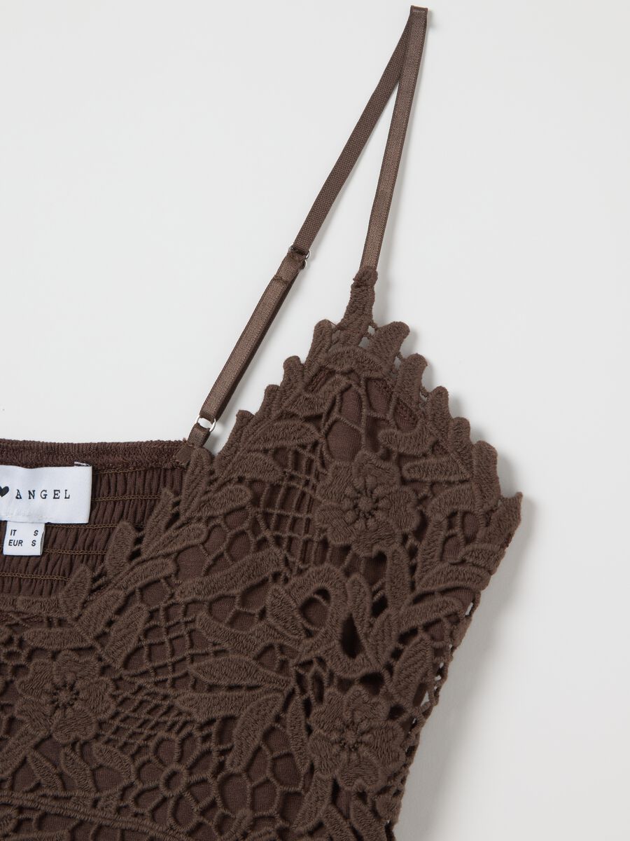 Brown Cotton Lace Tank Top_5