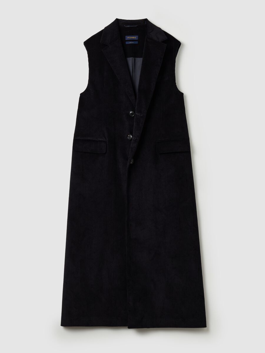 Long double-breasted gilet in corduroy_4