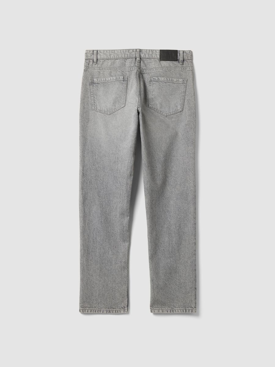 Jeans denim grigi regular fit in puro cotone_1