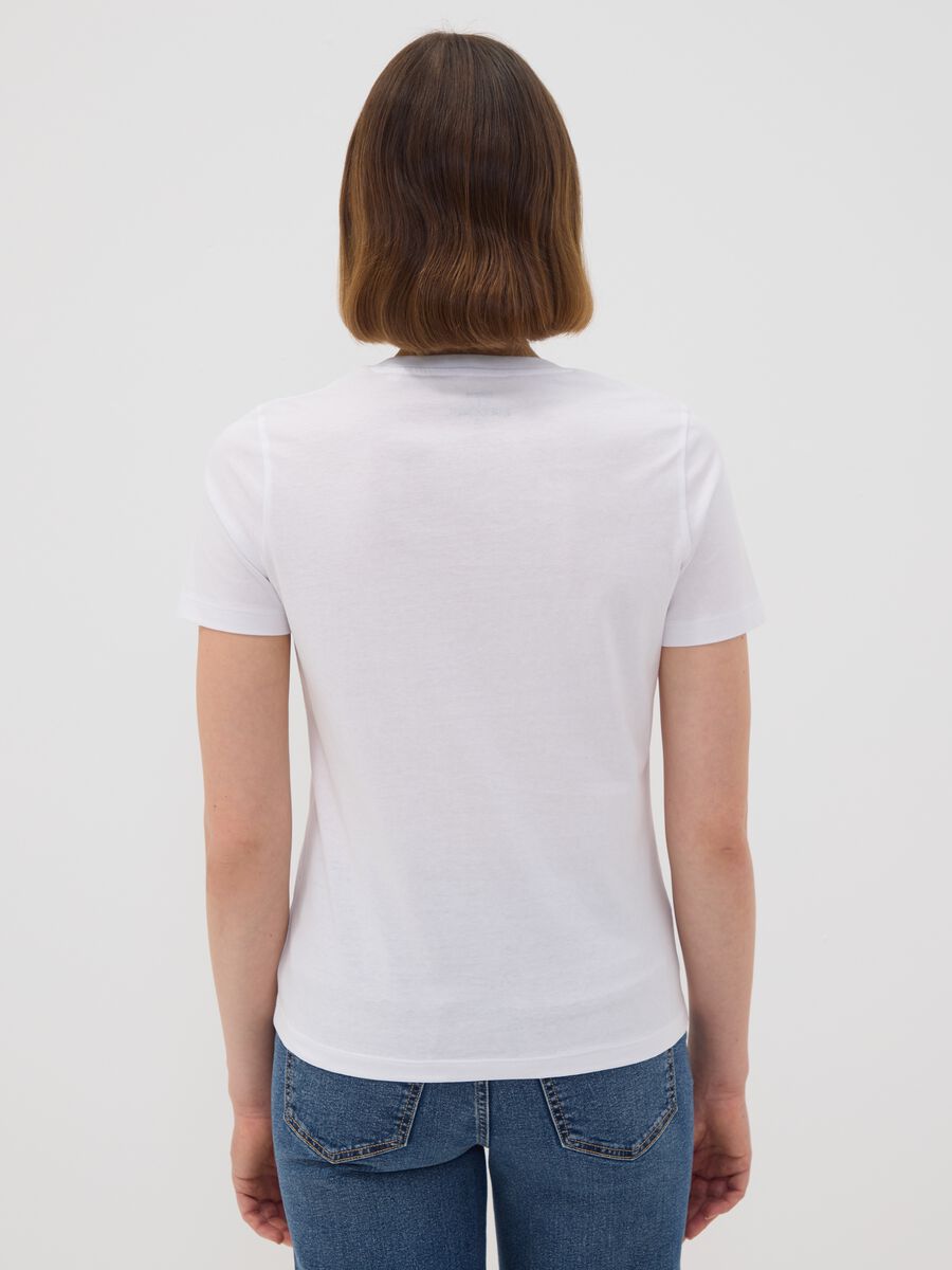 White pure cotton jersey T-shirt with dog print, regular fit_3