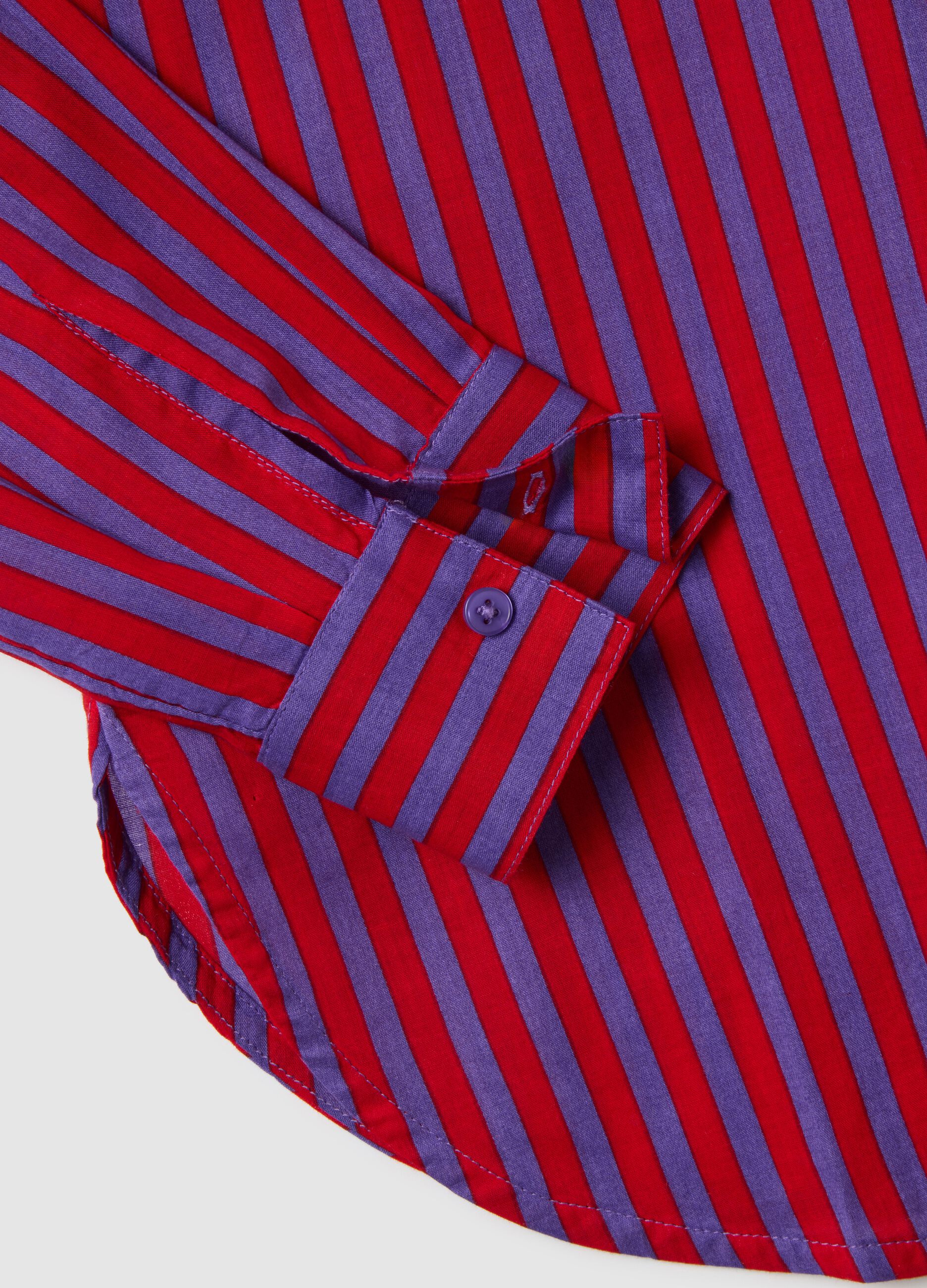 Multicolour striped shirt in pure cotton regular fit