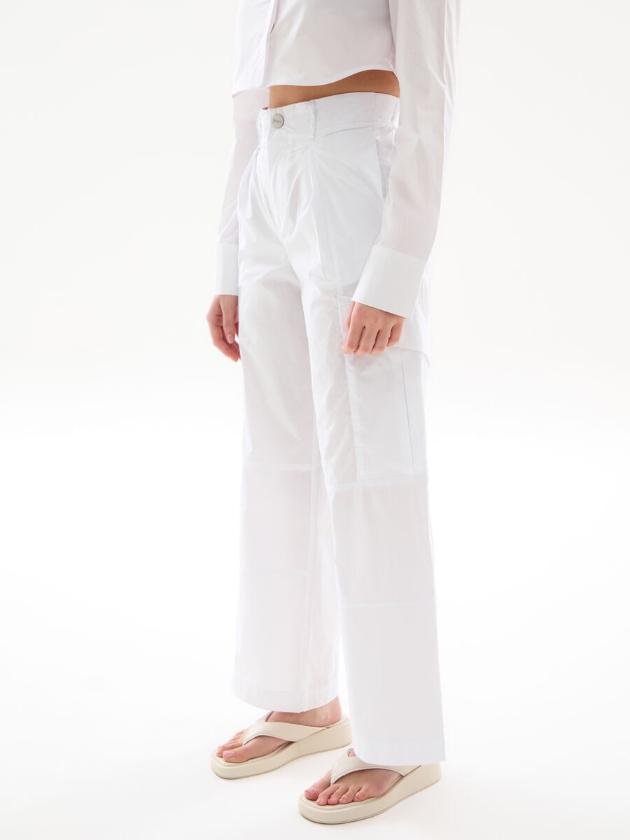 Light Cargo Wide Leg Pants White_2