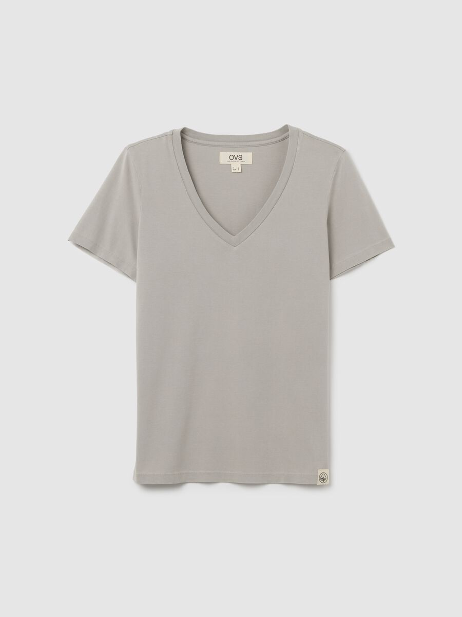 Women’s grey regular-fit T-shirt in 100% cotton with round neck_4