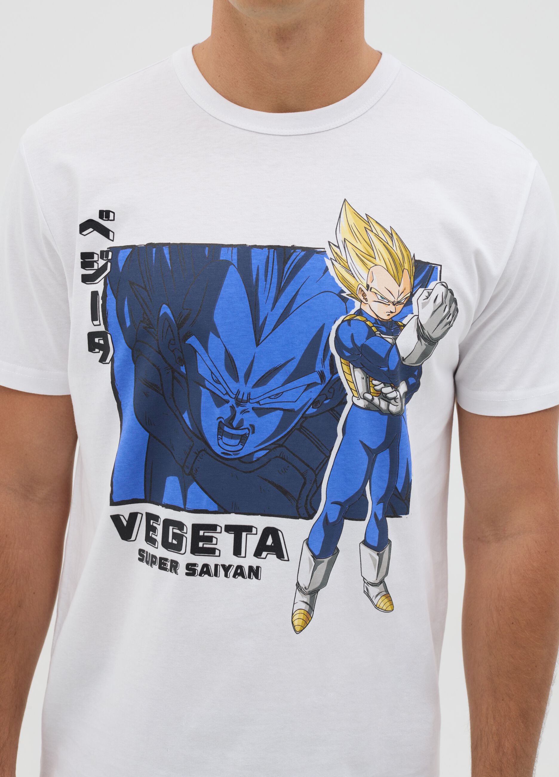 White T-shirt with Vegeta Super Sayian print