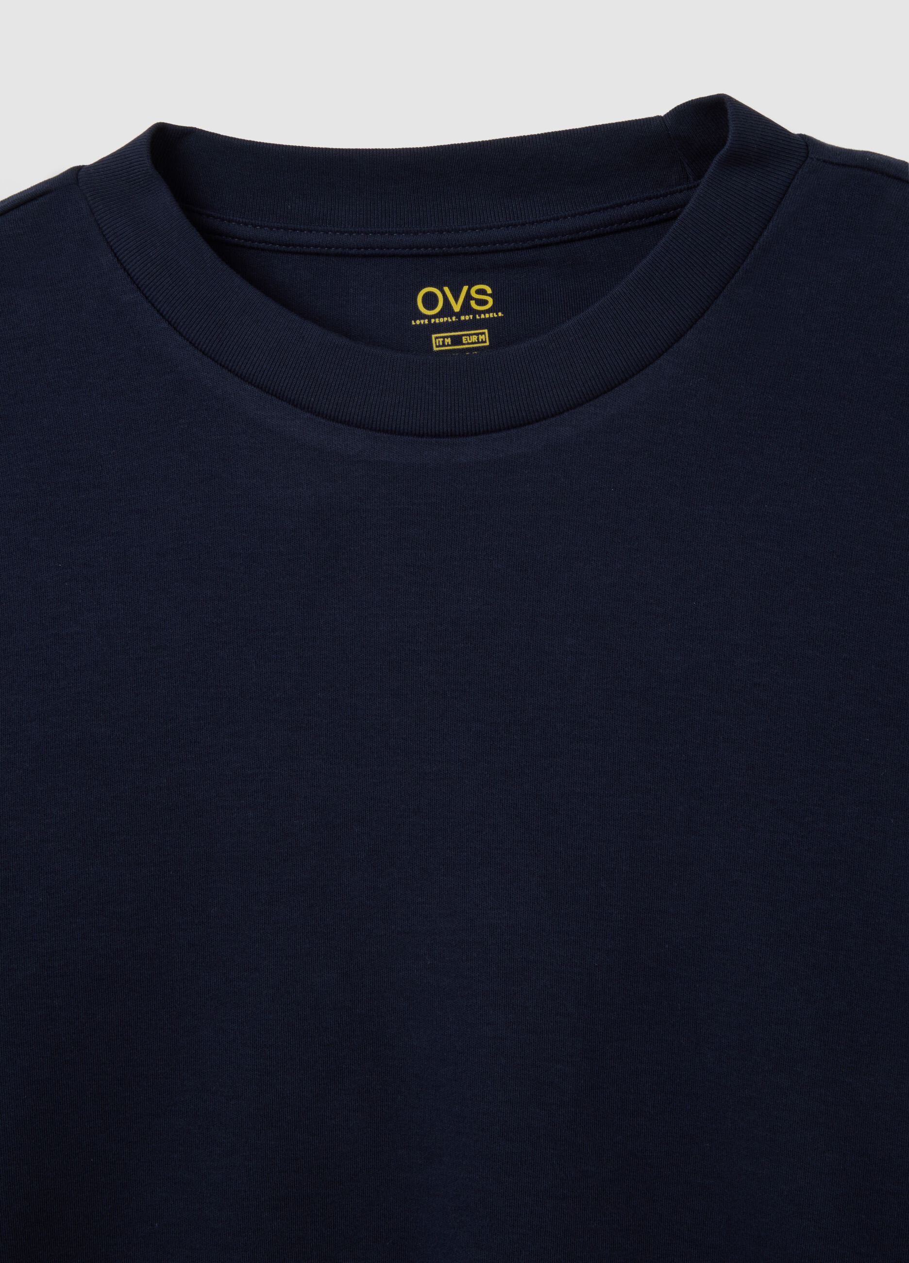 T-shirt a maniche lunghe in puro cotone blu