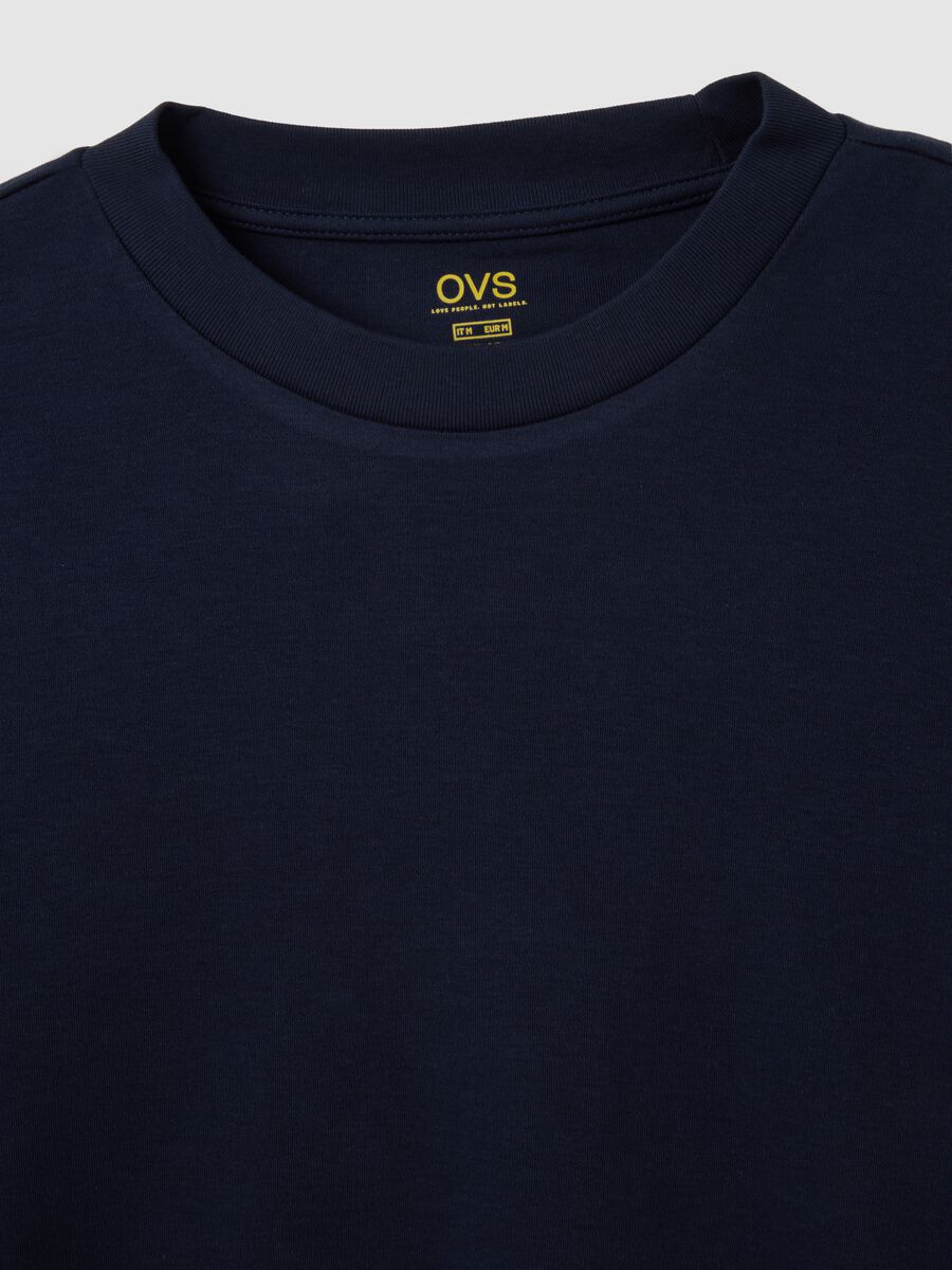 T-shirt a maniche lunghe in puro cotone blu_1