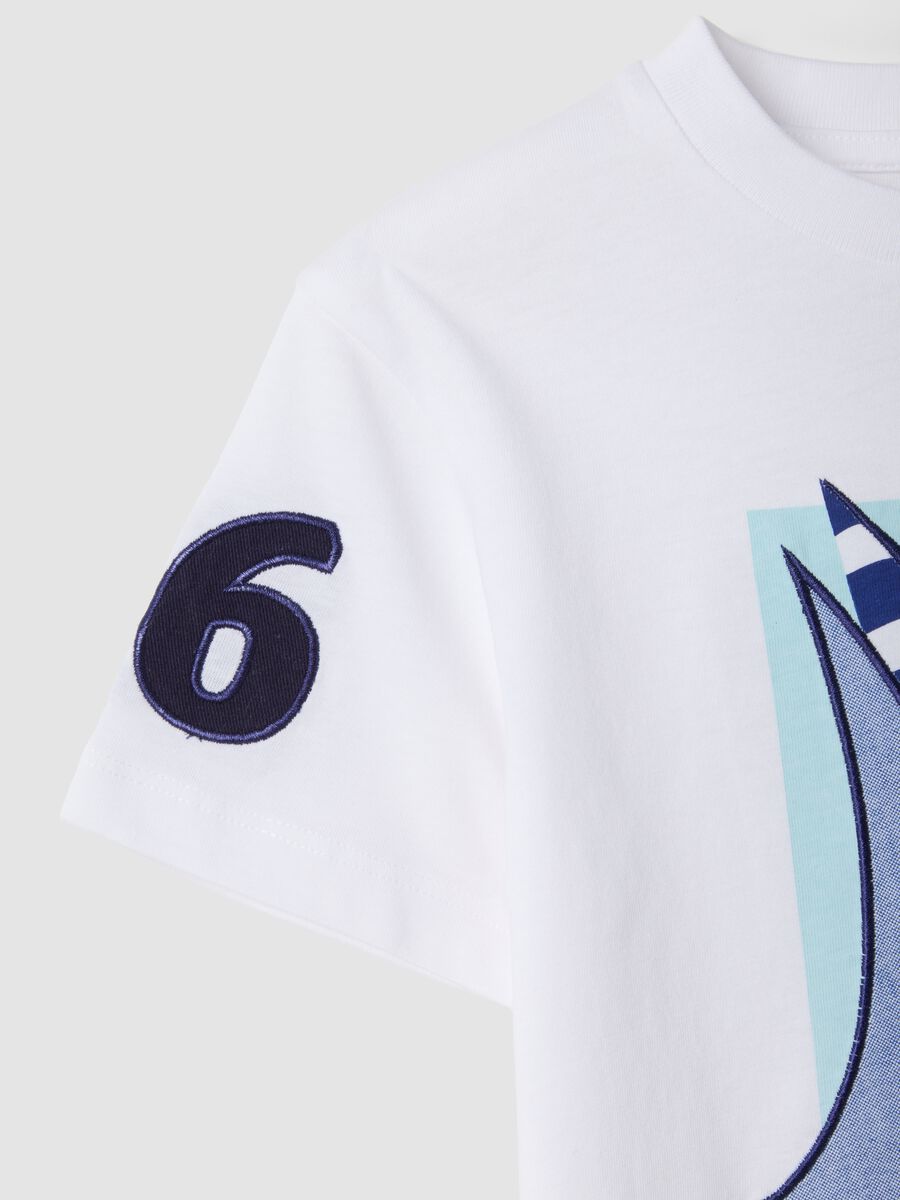 White pure cotton T-shirt with print_2