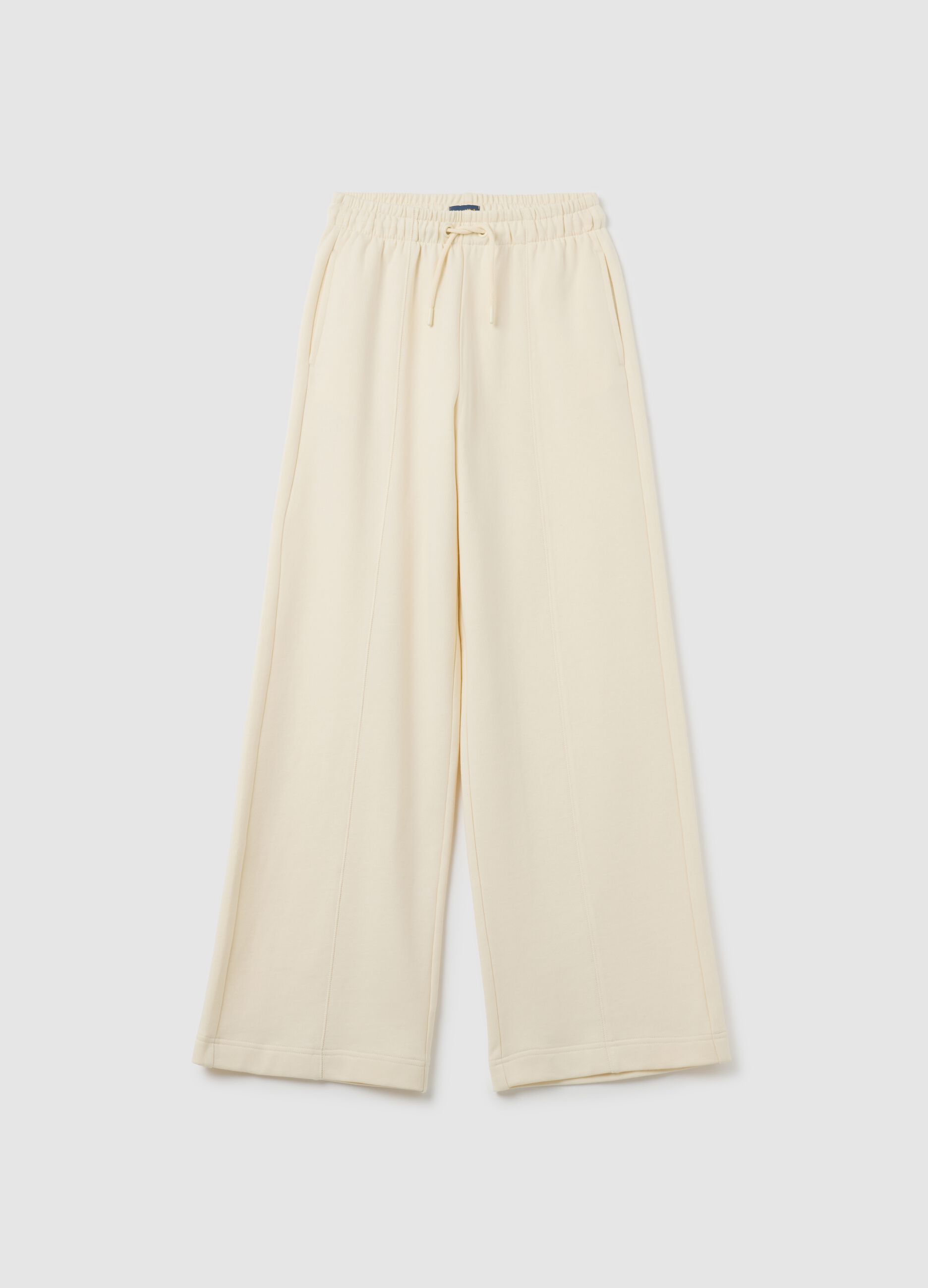 Girls' beige pure cotton regular fit trousers