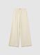 Girls' beige pure cotton regular fit trousers_0