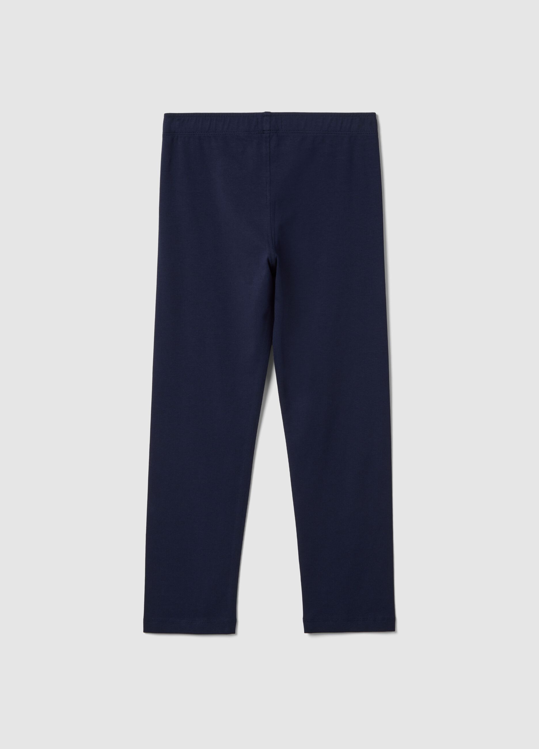 Girls' Blue Cotton Blend Skinny Leggings