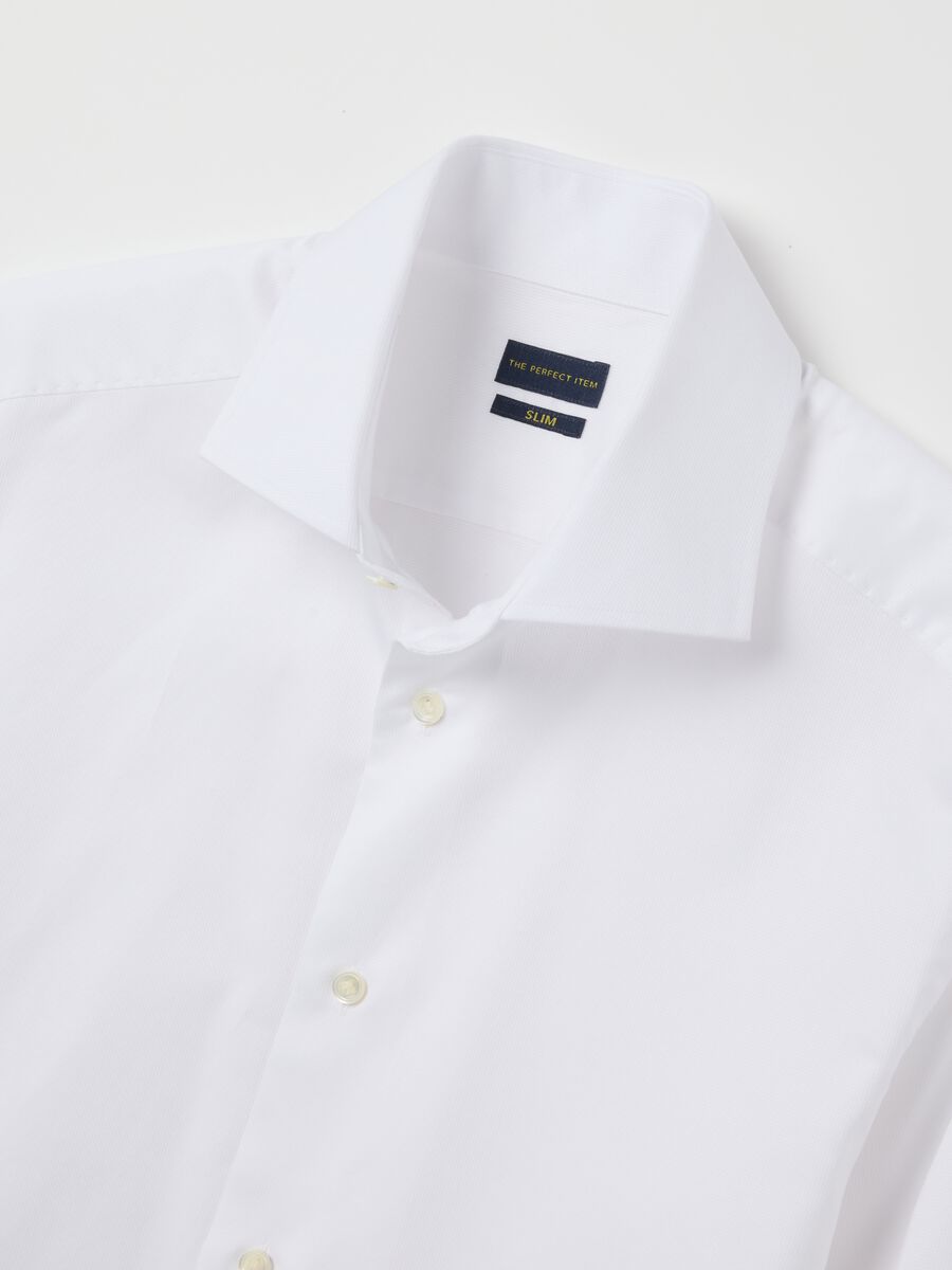 Camicia in puro cotone bianca slim fit_1