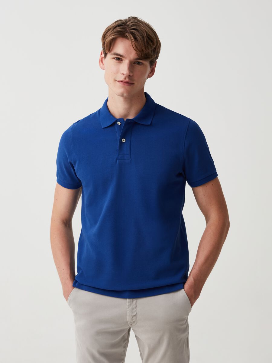 Organic cotton pique polo shirt_0