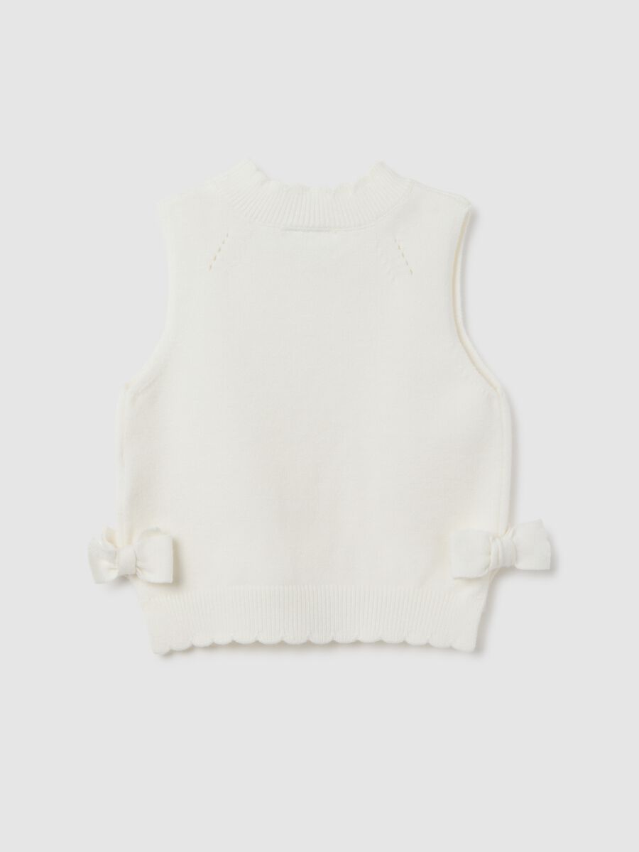 White regular fit baby girl cardigan with hearts_1