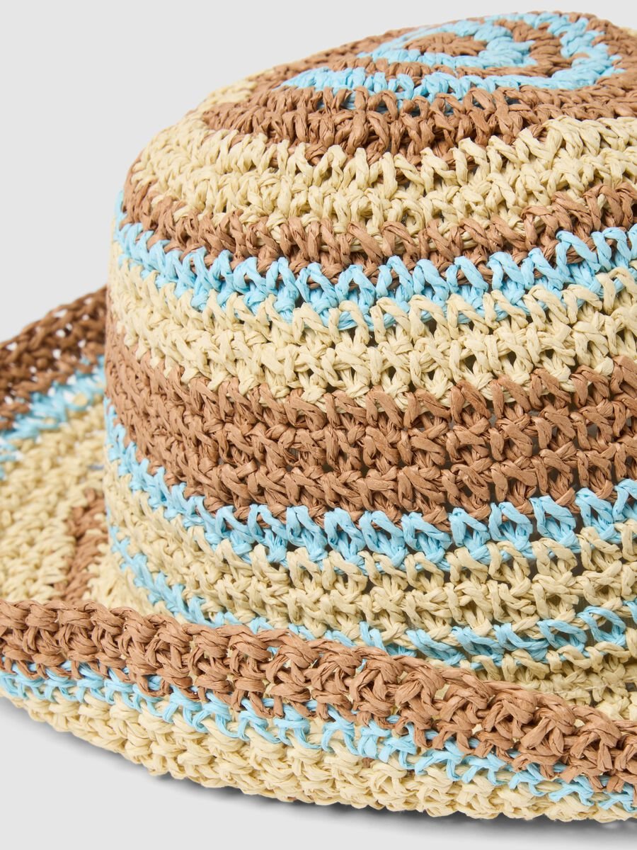Cappello in misto tessuto carta a righe multicolor_2