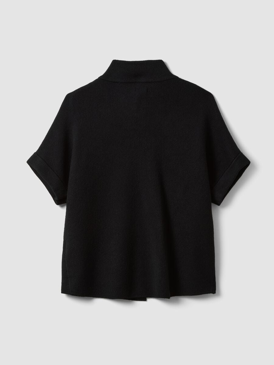 Cardigan nero in misto viscosa con alamari regular fit_6