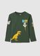 Children's pure cotton green regular fit T-shirt with print_0
