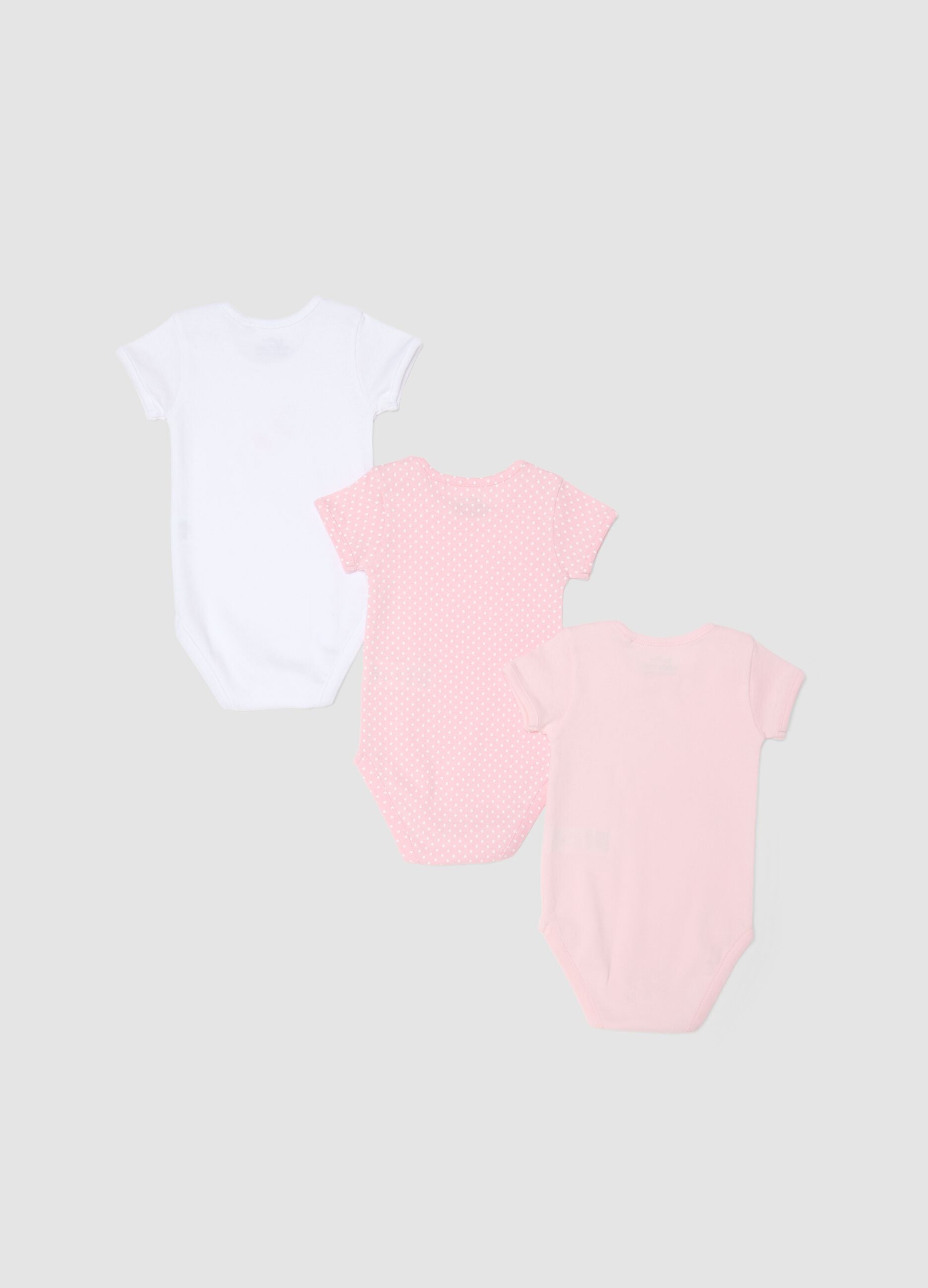 Tripack body in puro cotone multicolor da neonata