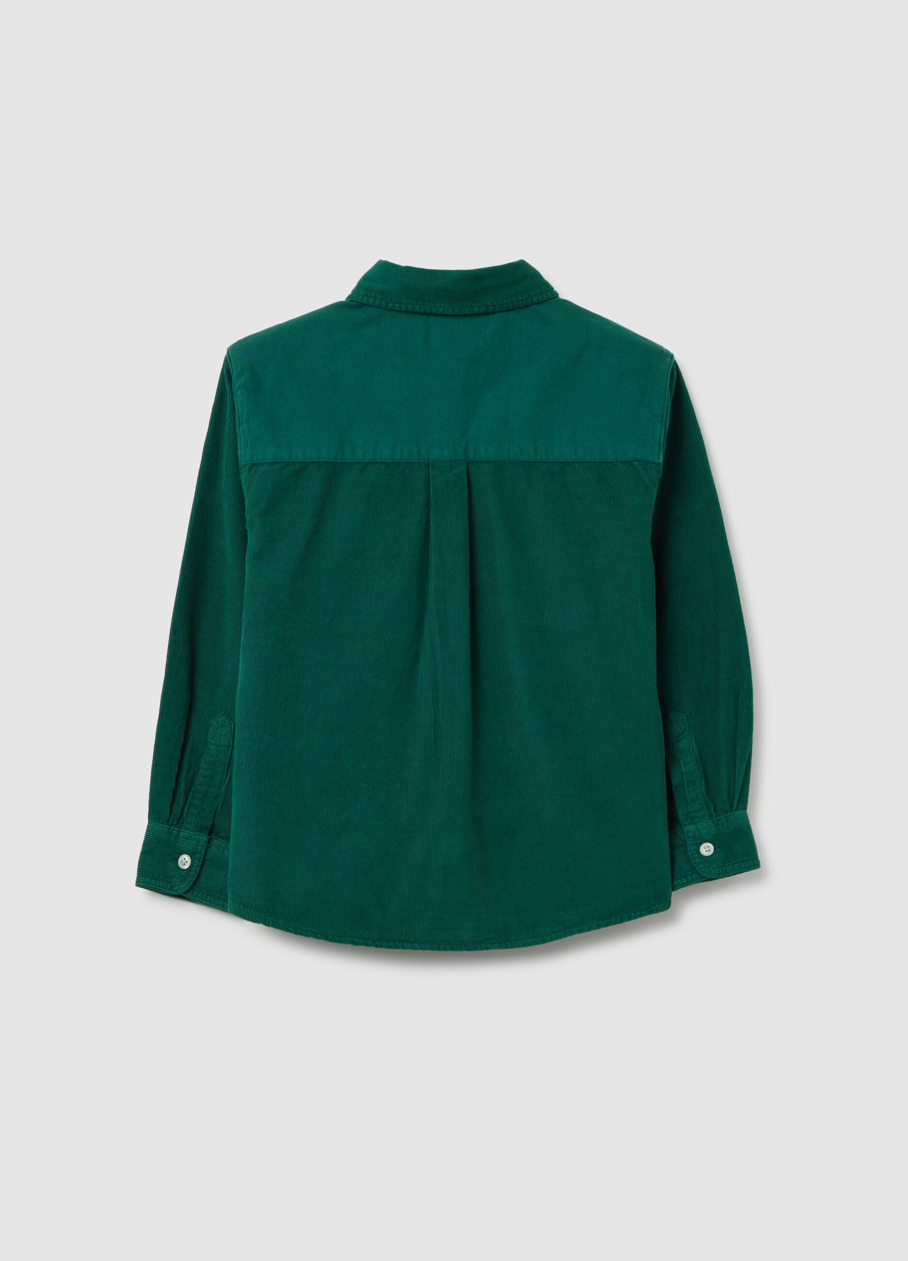 Camicia da bambino in puro cotone verde vestibilità oversize