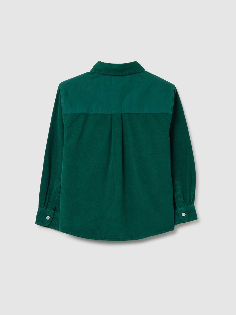 Camicia da bambino in puro cotone verde vestibilità oversize_1