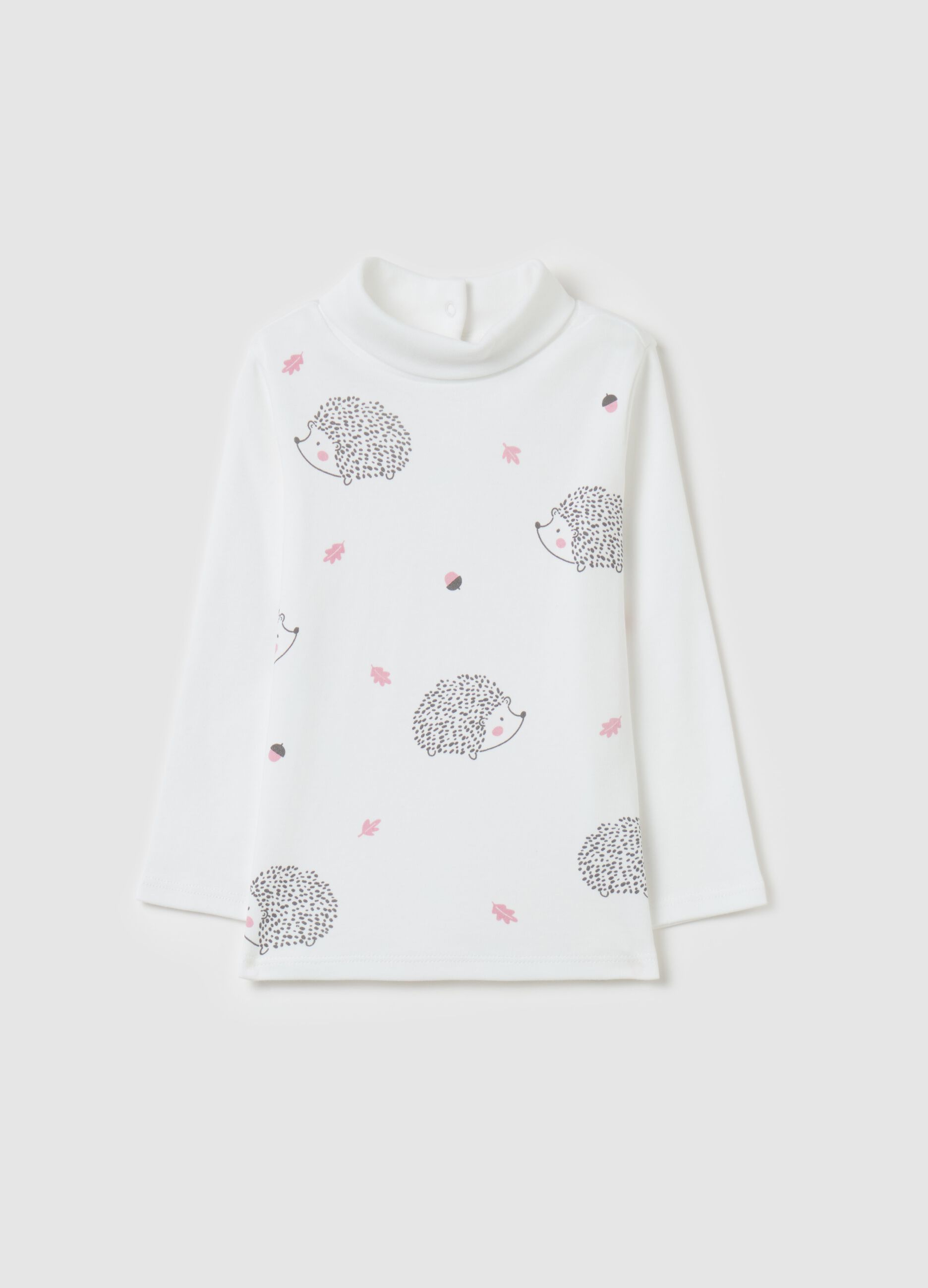 Turtleneck T-shirt with print