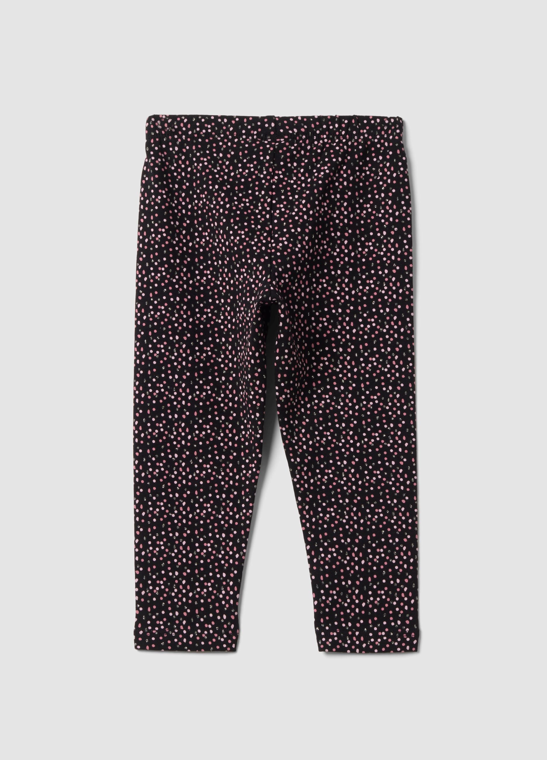 Leggings neri in cotone organico elasticizzato slim fit per bimba