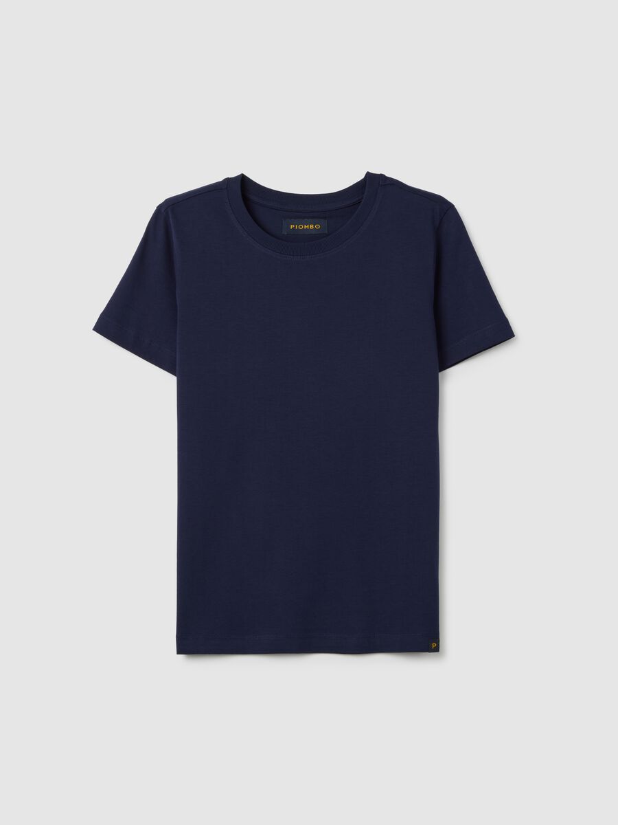 Blue pure cotton regular fit T-shirt_0