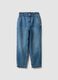 Light blue pure cotton denim carrot-fit jeans_4