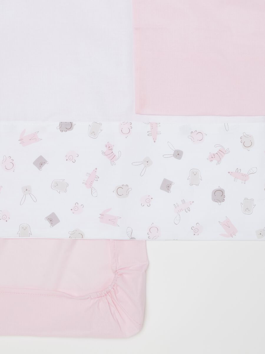 Three-piece cotton crib set with animals print_1
