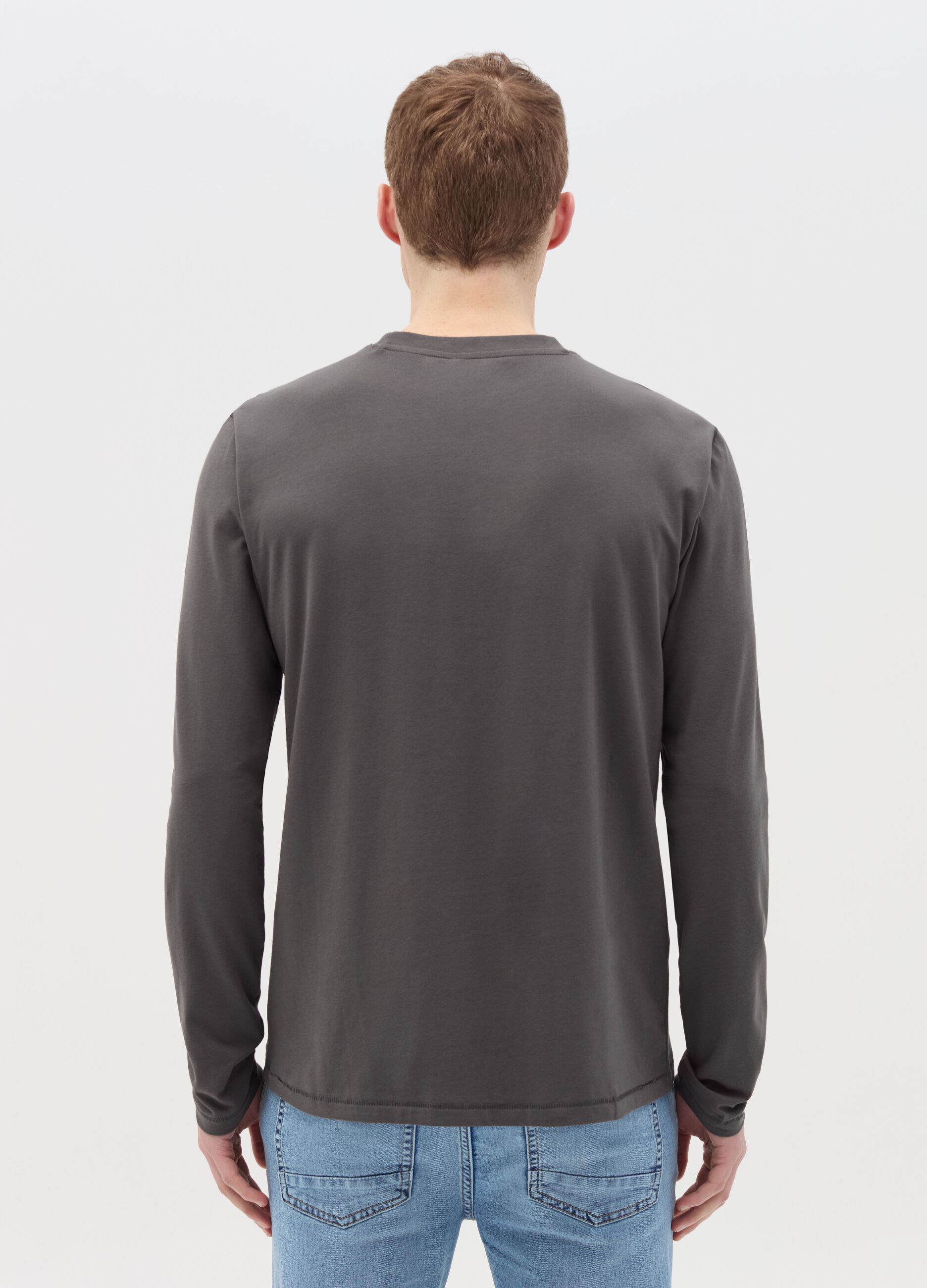 T-shirt a maniche lunghe in cotone stretch