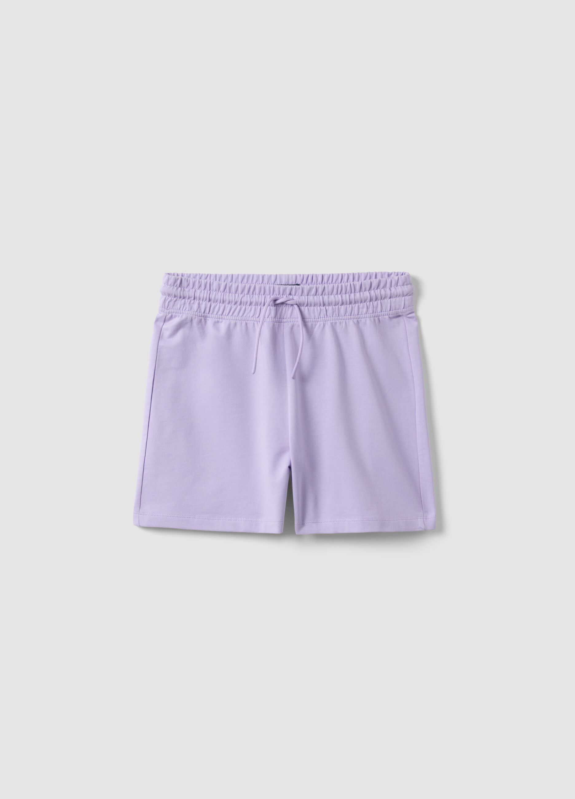 Girls' purple 100% cotton shorts, regular fit