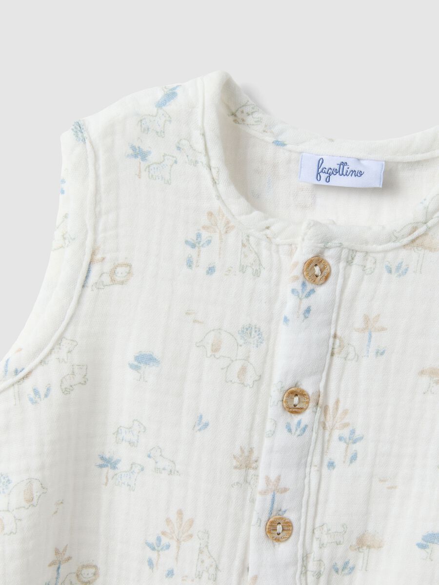 Pagliaccetto in puro cotone bianco da neonato con disegni_3