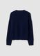 Blue stretch viscose jacquard crew-neck jumper_2