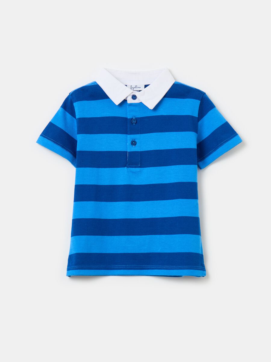Polo shirt in cotton with stripes print_0