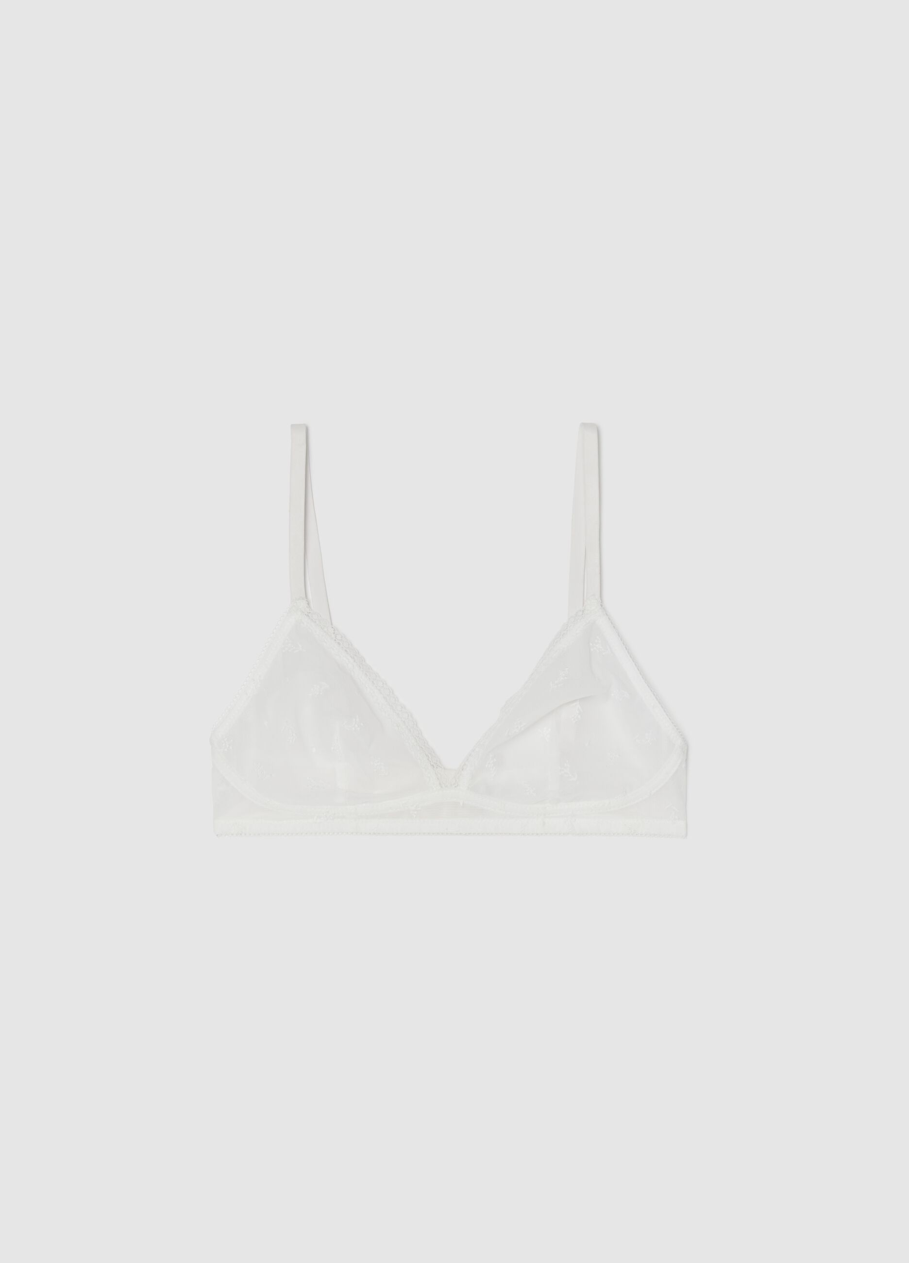 Women’s triangle bra in white stretch fabric