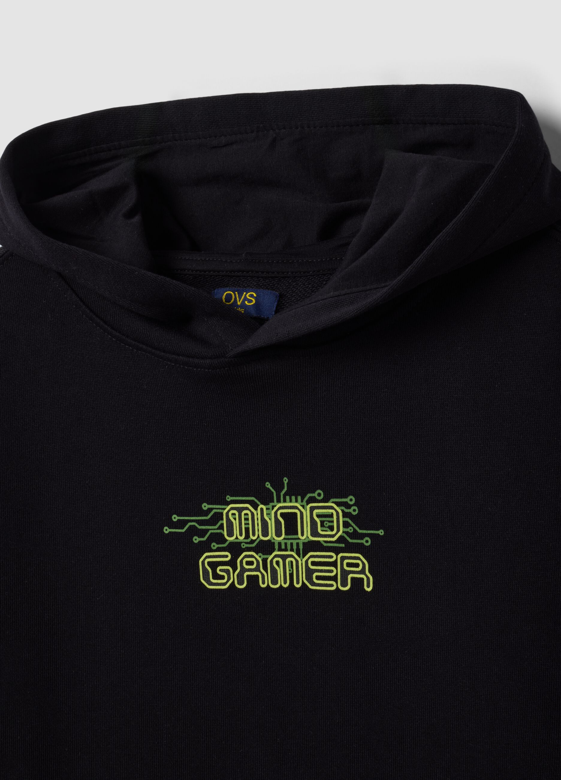 Black oversized pure cotton gaming hoodie for boys