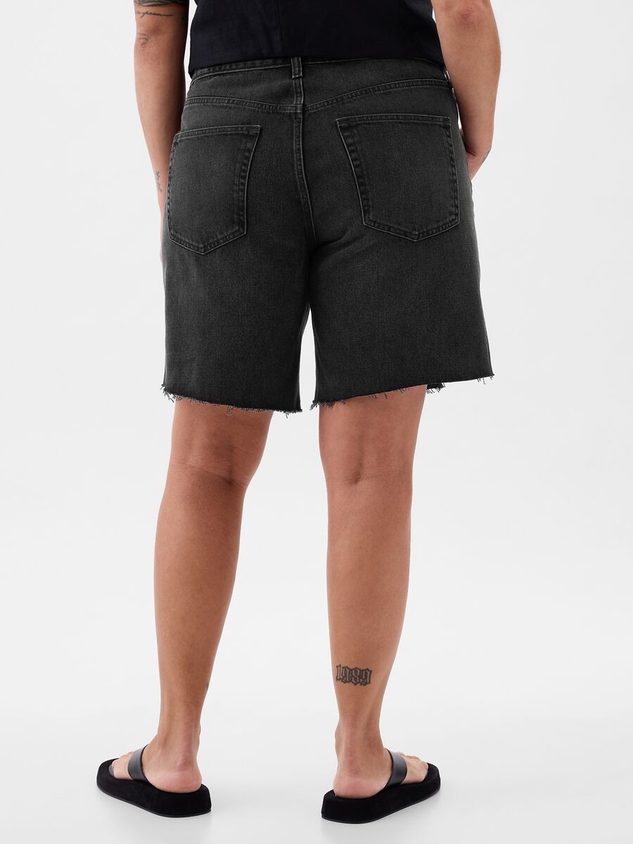 Loose-fit mid-rise Bermuda shorts in denim_4