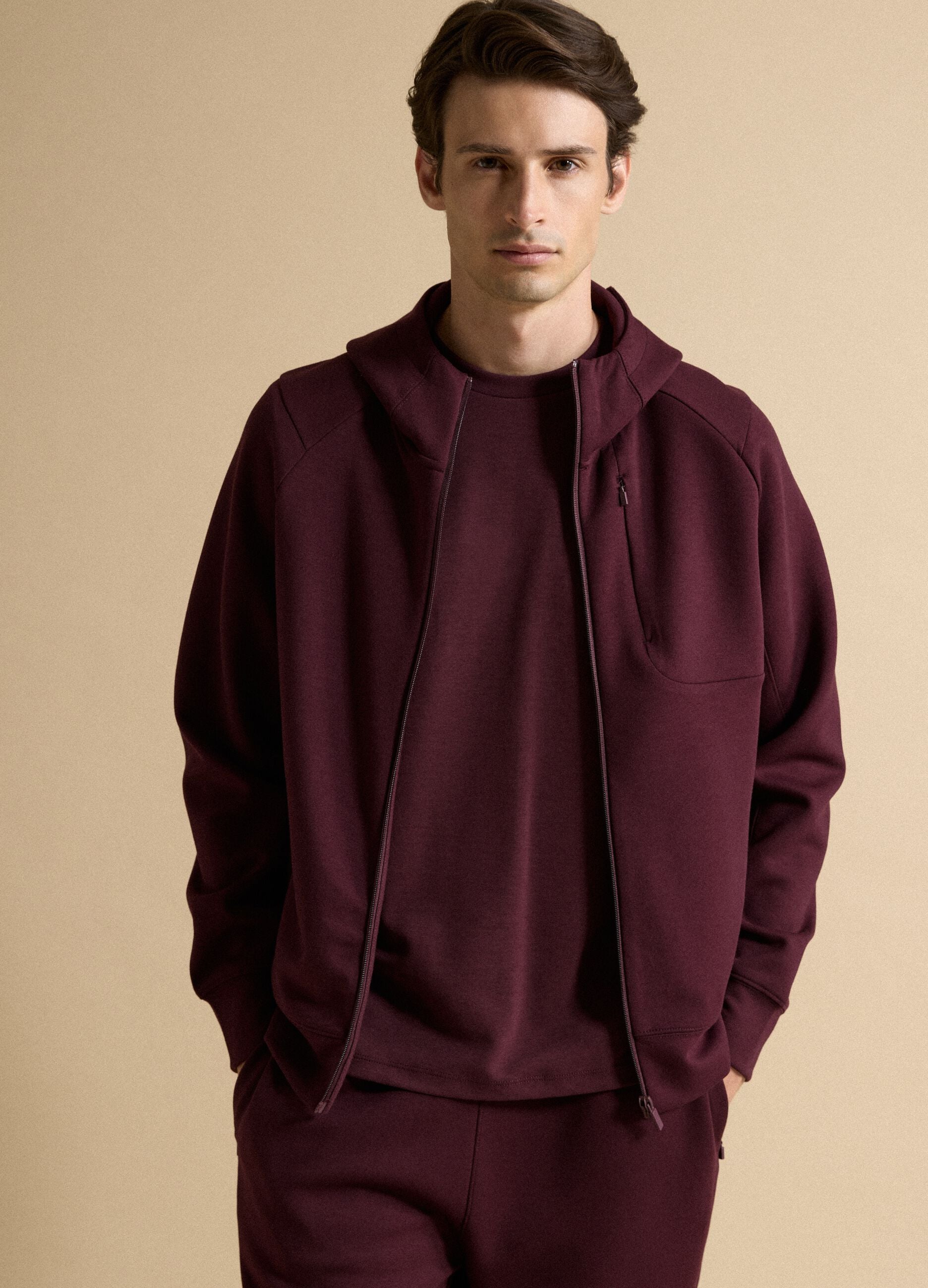 Full-zip rossa traspirante in tessuto elasticizzato 2 Way Stretch