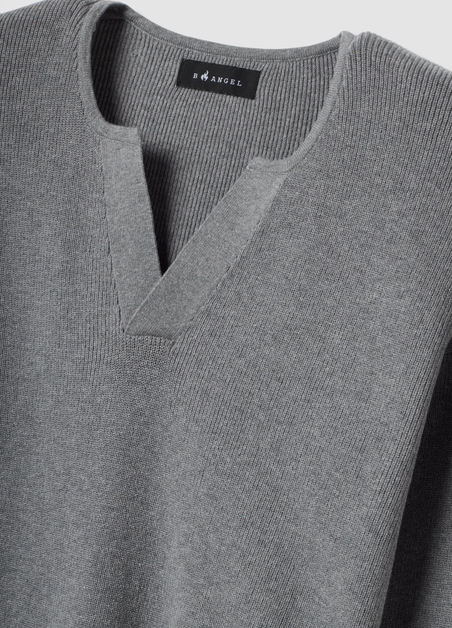 Grey cotton-blend regular-fit Henley top