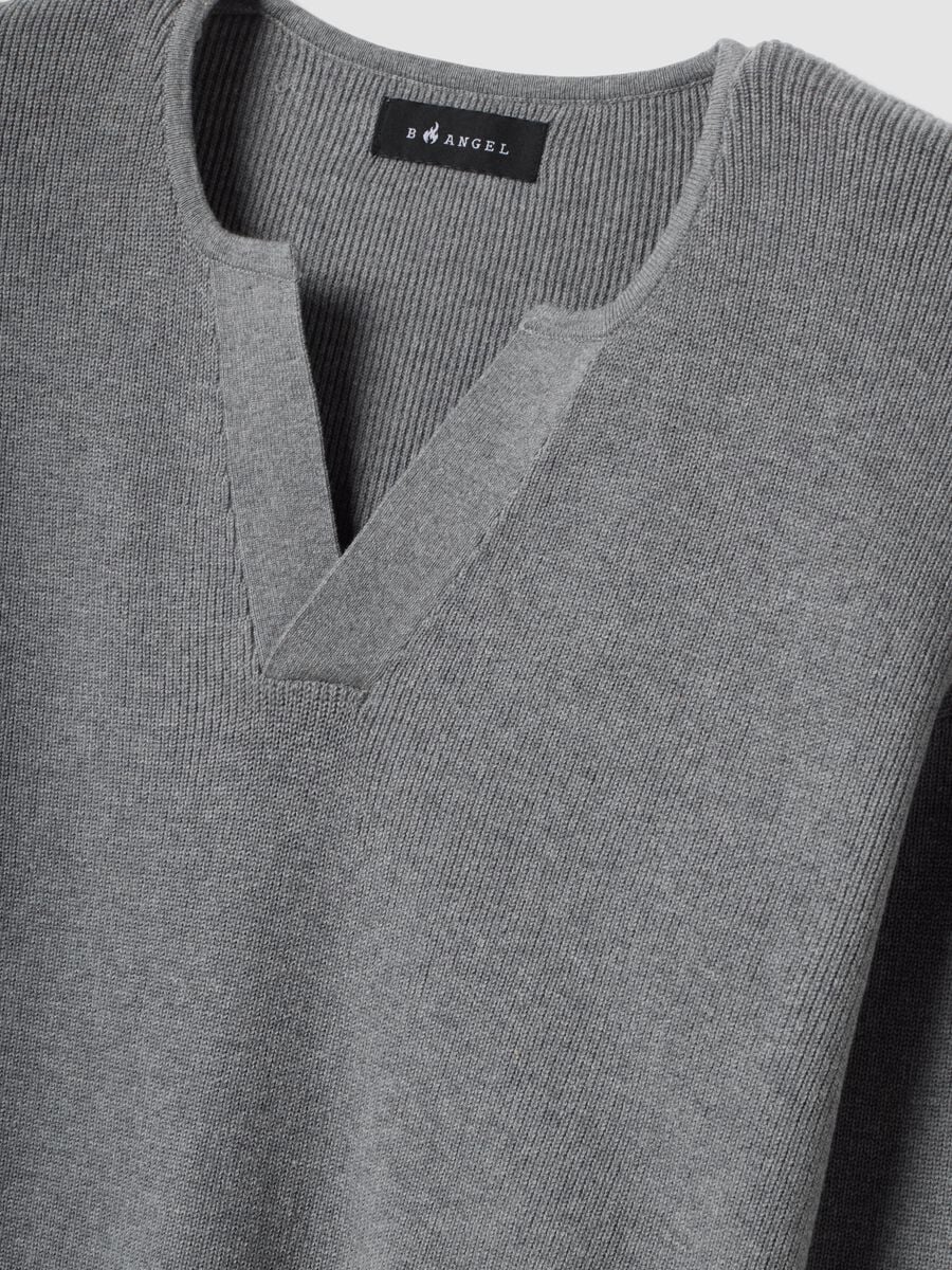 Grey cotton-blend regular-fit Henley top_1