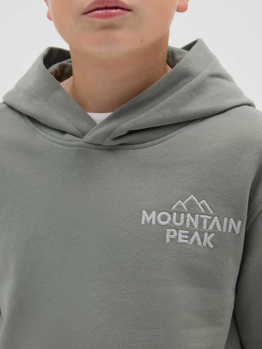 Felpa da ragazzo in puro cotone verde regular fit con logo_2