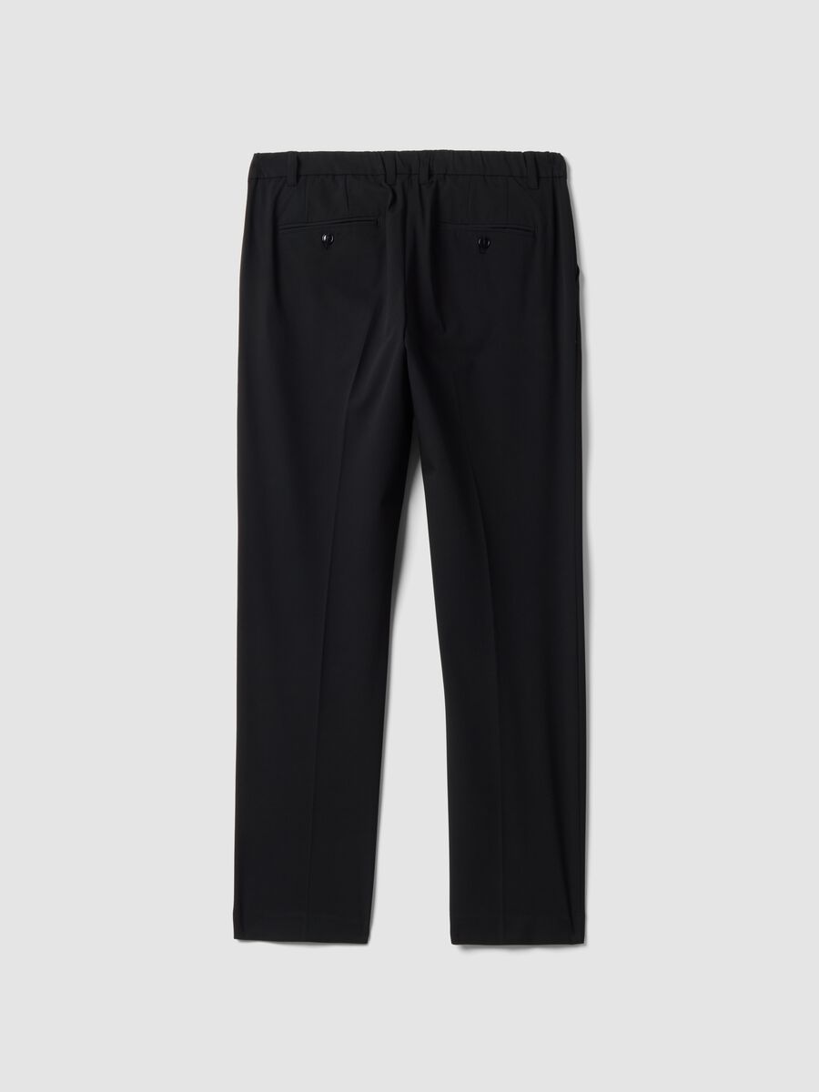 Pantaloni chino neri in twill di viscosa elasticizzata slim fit_2